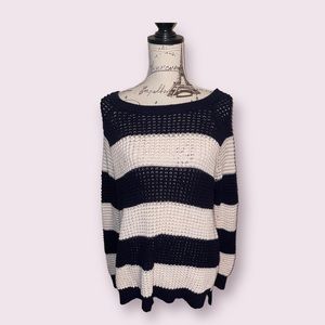 American Eagle Blue and White Stripe Knit Sweater